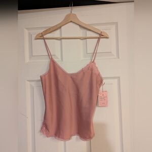 1970's Mauve Pink Lace Trim Cami Top